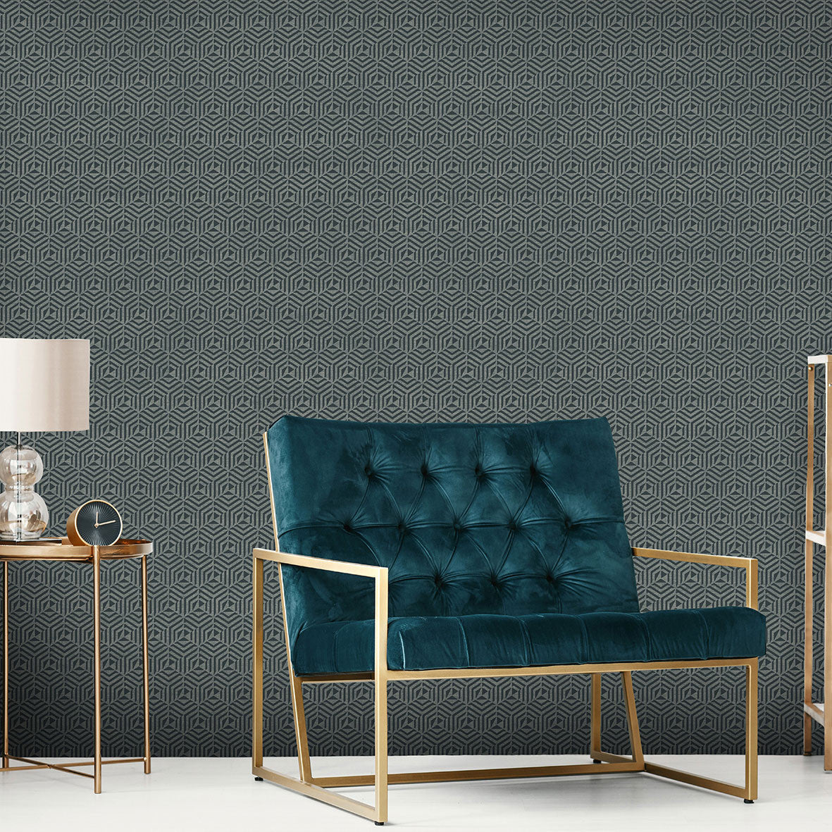 CH01300 Architect Flock Chelsea Teal Wallpaper By Sketch Twenty 3