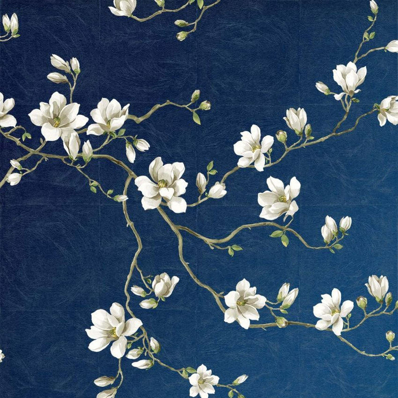 Moonlace Magnolia Night Sky Chinoiserie Wallpaper by Today Interiors