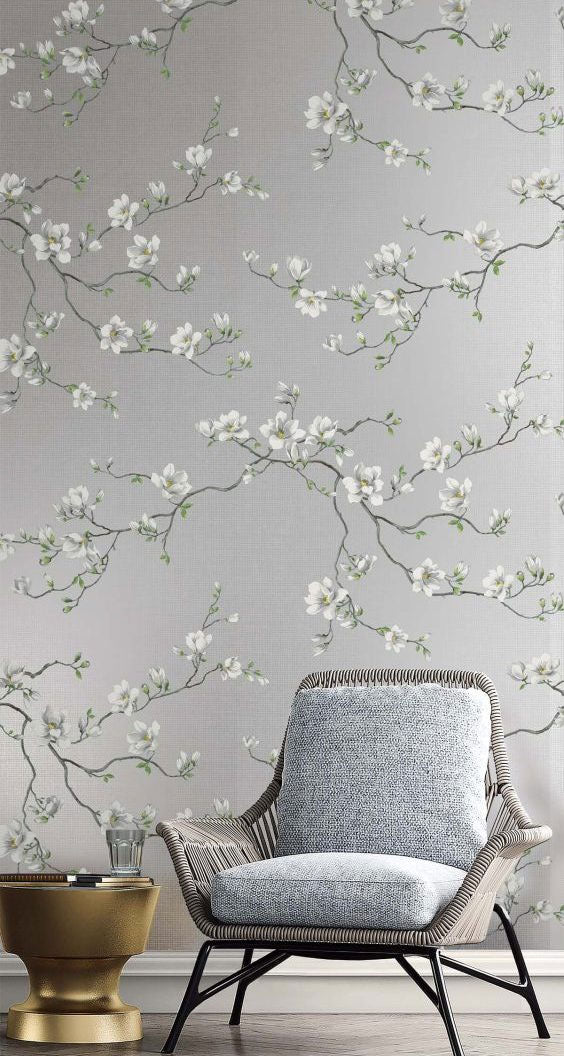 Moonlace Magnolia Honeycomb Chinoiserie Wallpaper by Today Interiors