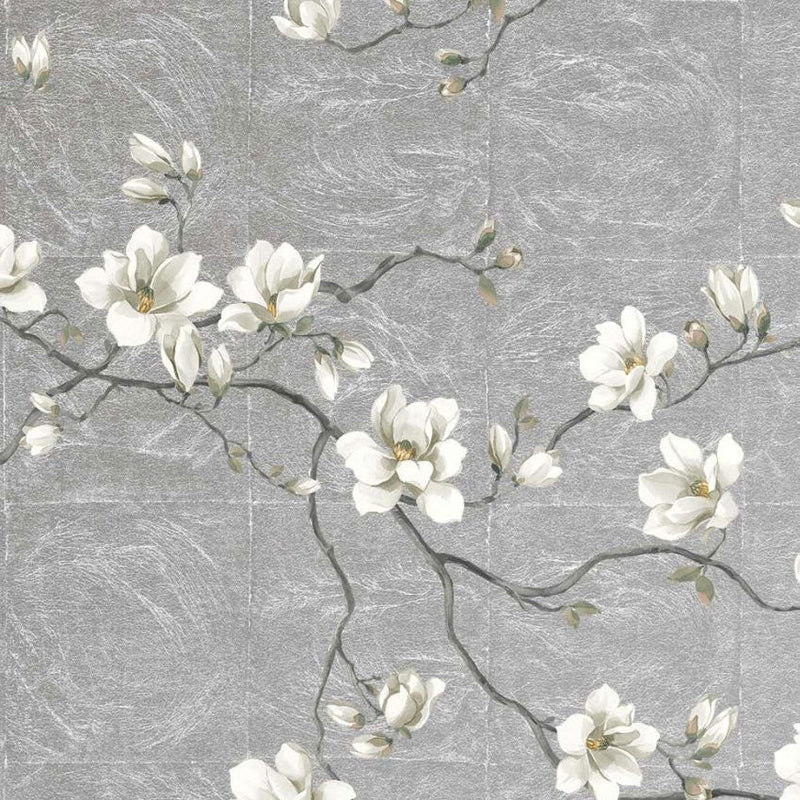 Moonlace Magnolia Stone Chinoiserie Wallpaper by Today Interiors