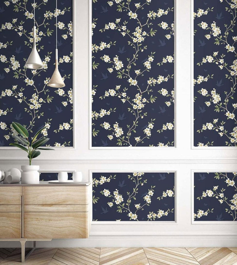 Hanami Trail Night Sky Chinoiserie Wallpaper by Today Interiors