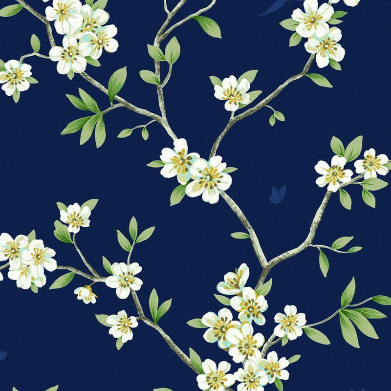Hanami Trail Night Sky Chinoiserie Wallpaper by Today Interiors