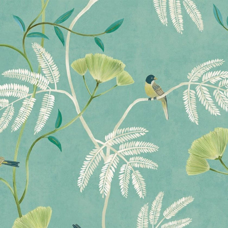 Kohana Branch Lagoon Chinoiserie Wallpaper by Today Interiors