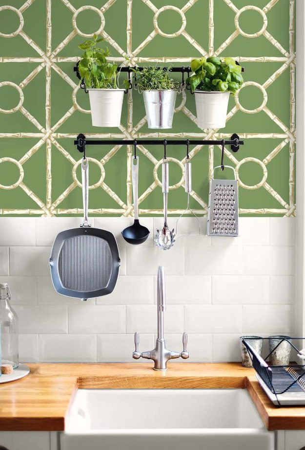 Zhen Bamboo Jade Chinoiserie Wallpaper by Today Interiors