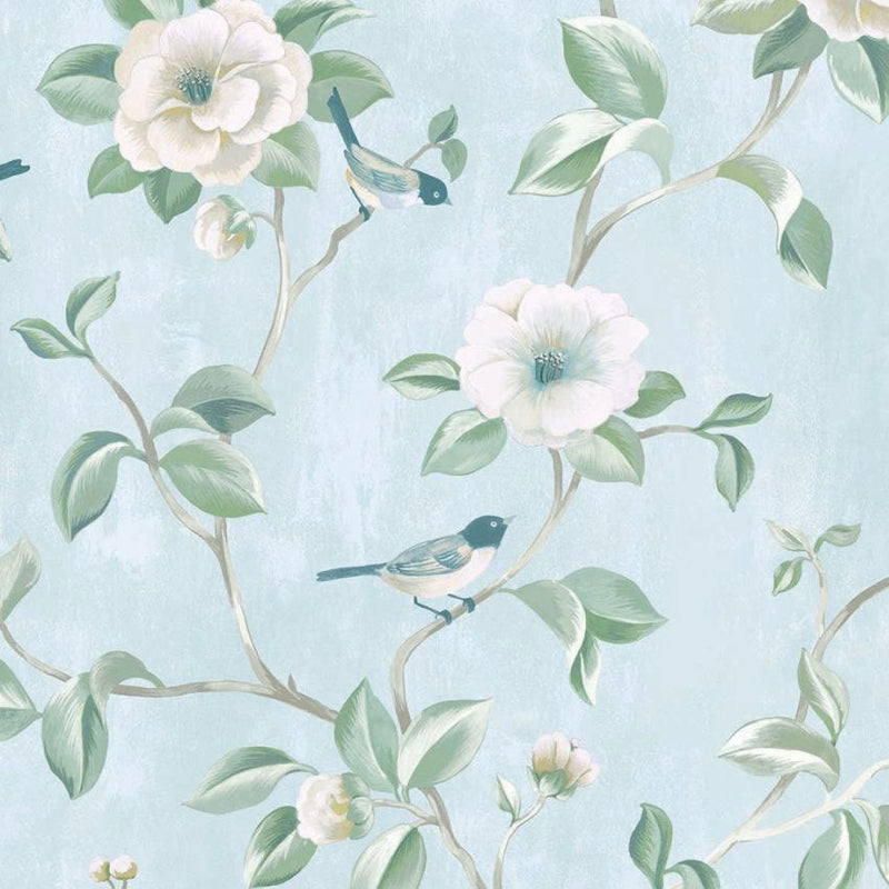 Arang Floral Trail Morning Sky Chinoiserie Wallpaper by Today Interiors