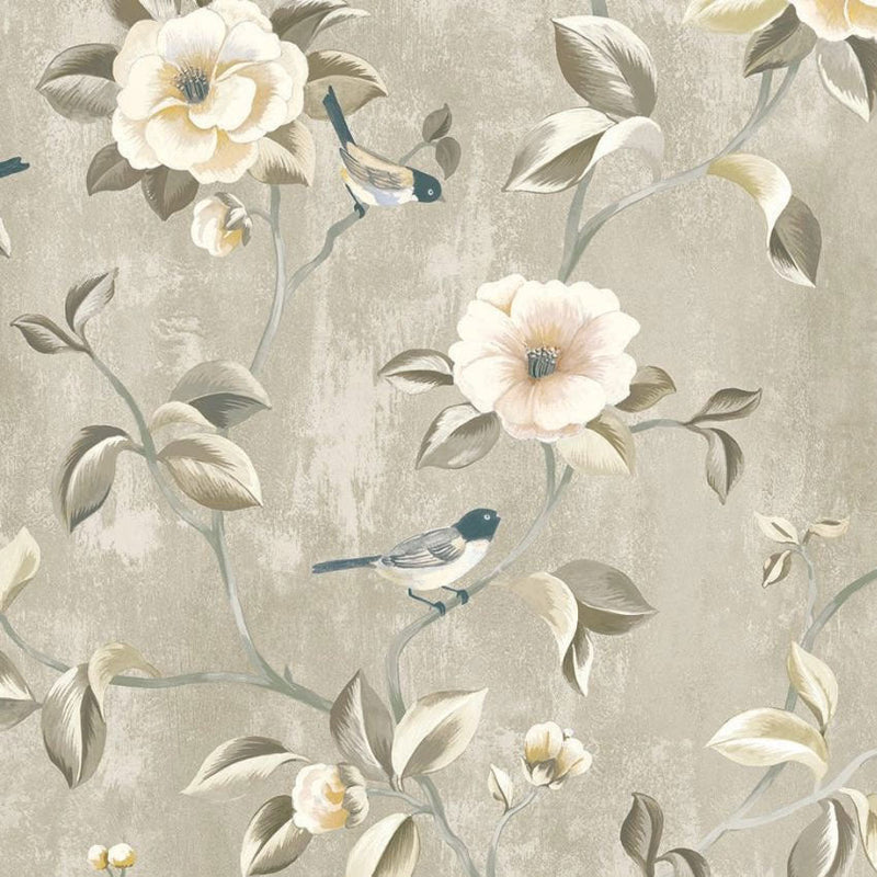 Arang Floral Trail Sand Chinoiserie Wallpaper by Today Interiors