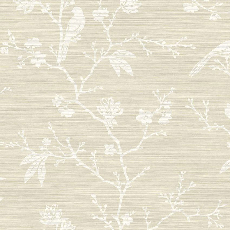 Yuye Silhouette Blanched Almond Chinoiserie Wallpaper by Today Interiors