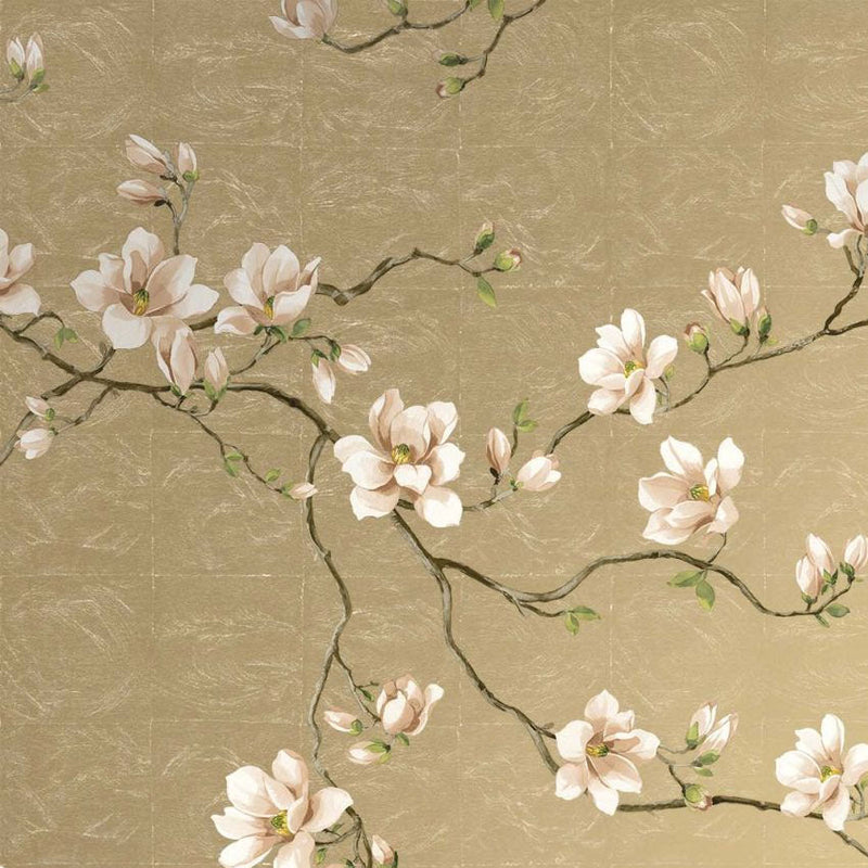 Moonlace Magnolia Specialty Oro Chinoiserie Wallpaper by Today Interiors