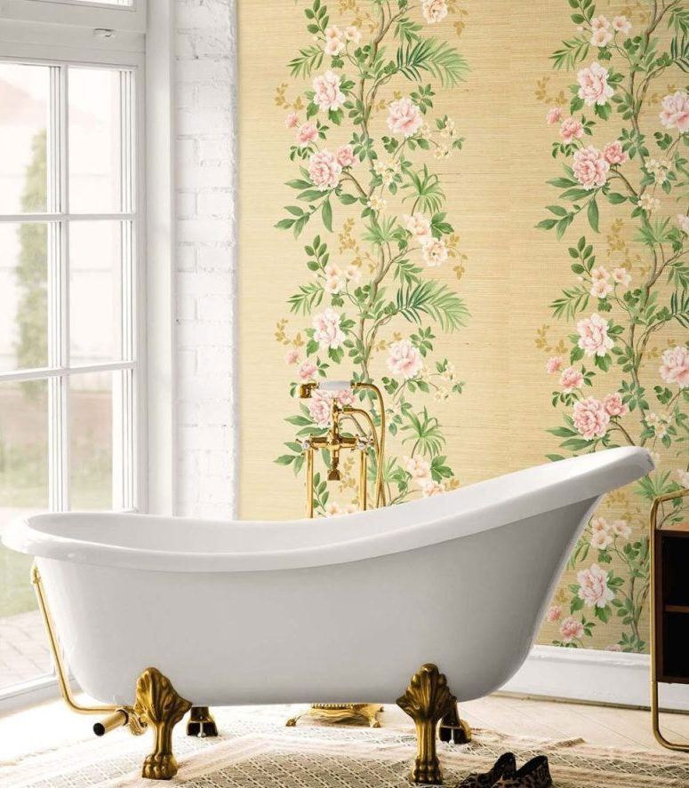 Chaehwa Branch Specialty Gold Chinoiserie Wallpaper by Today Interiors
