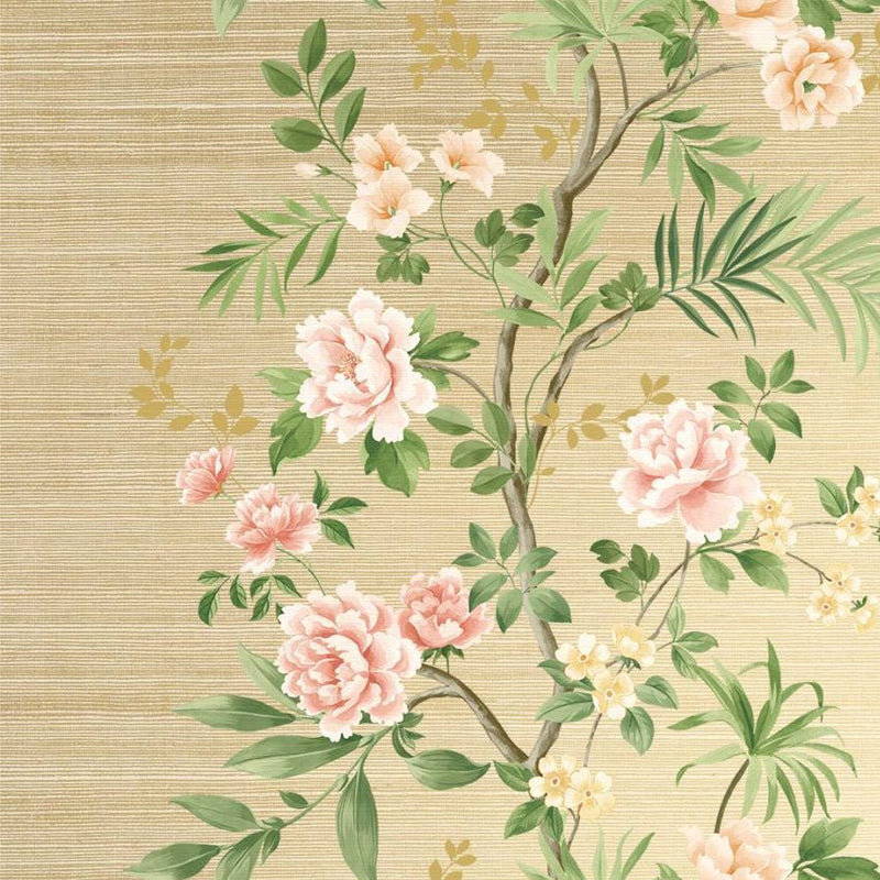 Chaehwa Branch Specialty Gold Chinoiserie Wallpaper by Today Interiors