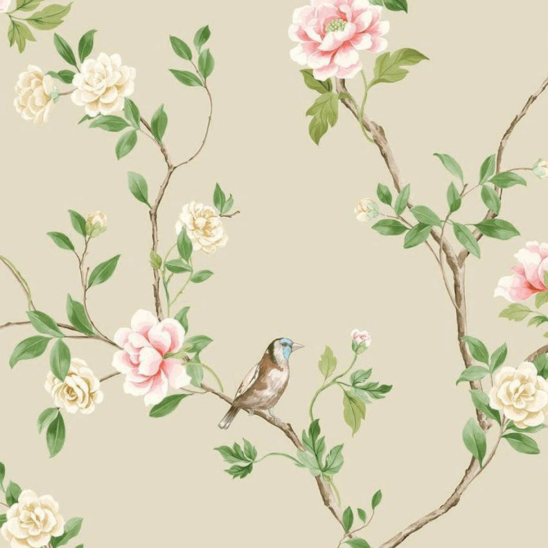 Jangmi Trail Tan Chinoiserie Wallpaper by Today Interiors