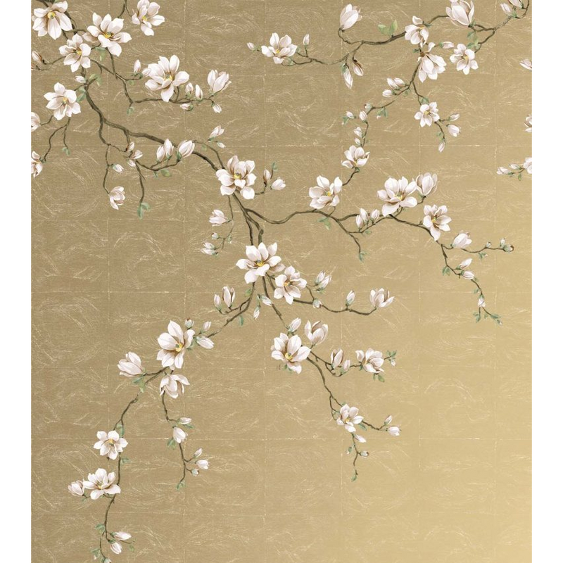 Miyabi Gold Bloom Mural Gold Chinoiserie Mural by Today Interiors