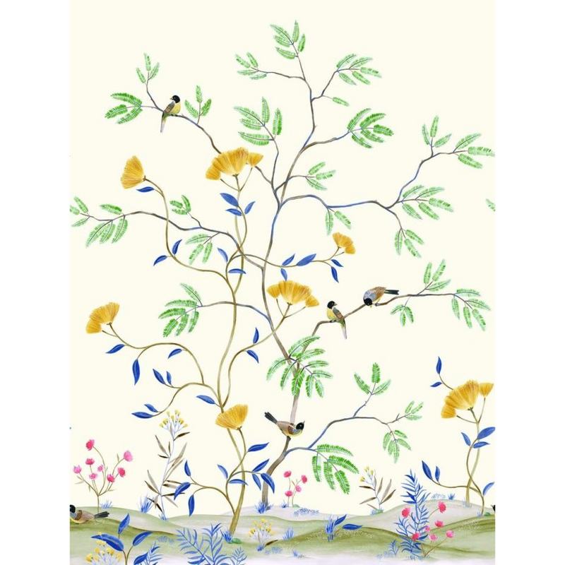 Mokusei Branch Mural Garden Chinoiserie Mural by Today Interiors