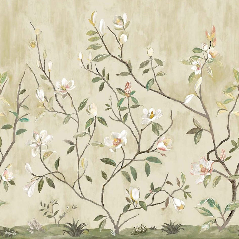 Kaiyu Dogwood Mural Café Chinoiserie Mural by Today Interiors