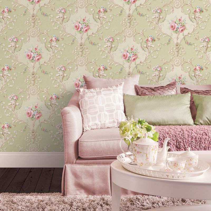 CI38232 Ornamental Floral Classic Silks 4 Wallpaper By Galerie