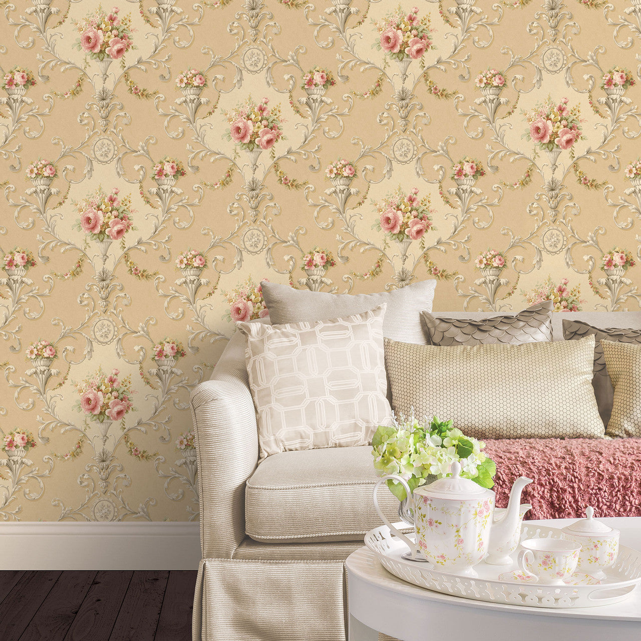 CI38234 Ornamental Floral Classic Silks 4 Wallpaper By Galerie