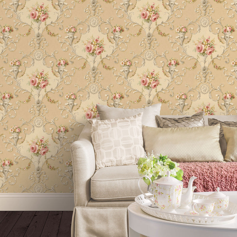 CI38234 Ornamental Floral Classic Silks 4 Wallpaper By Galerie