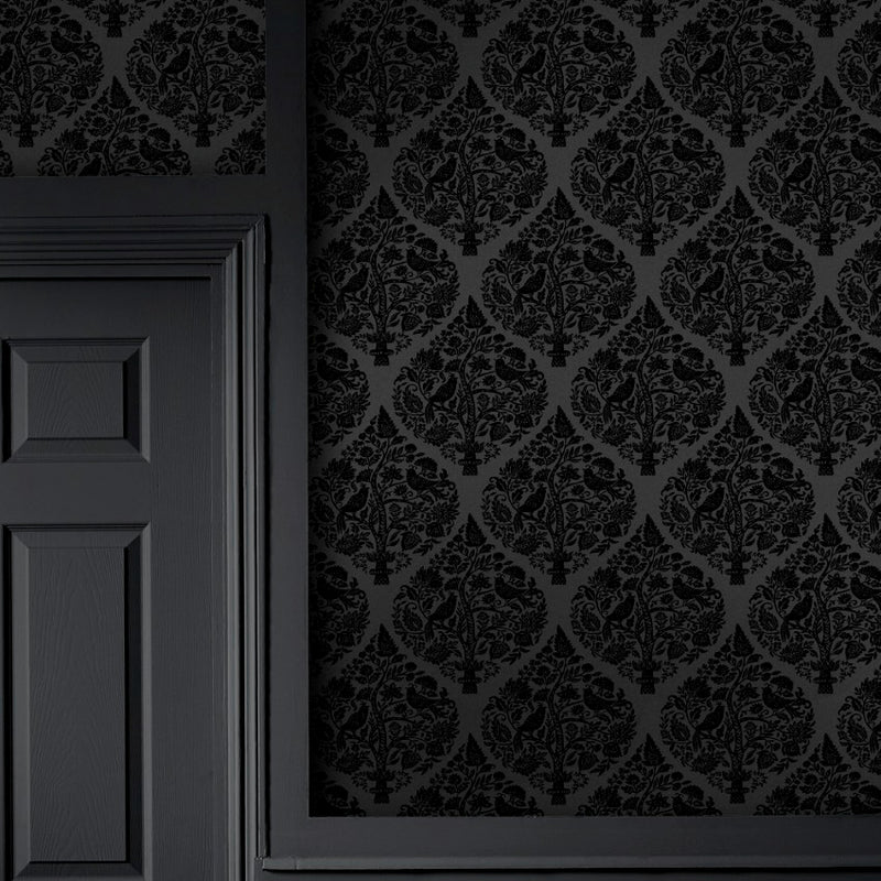 142017 Woodland Fable Noir Wallpaper by Graham & Brown