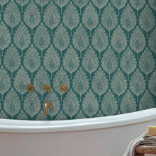 142309 Flame Leaf Teal Wallpaper by Graham & Brown