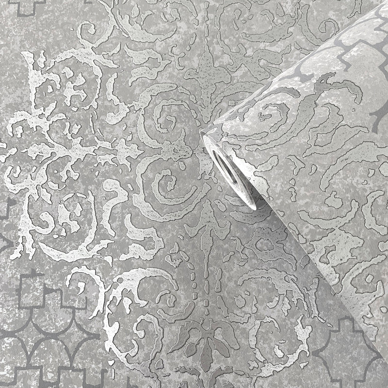 CM2483 Lustre Metallic Silver Grey Wallpaper by Galerie