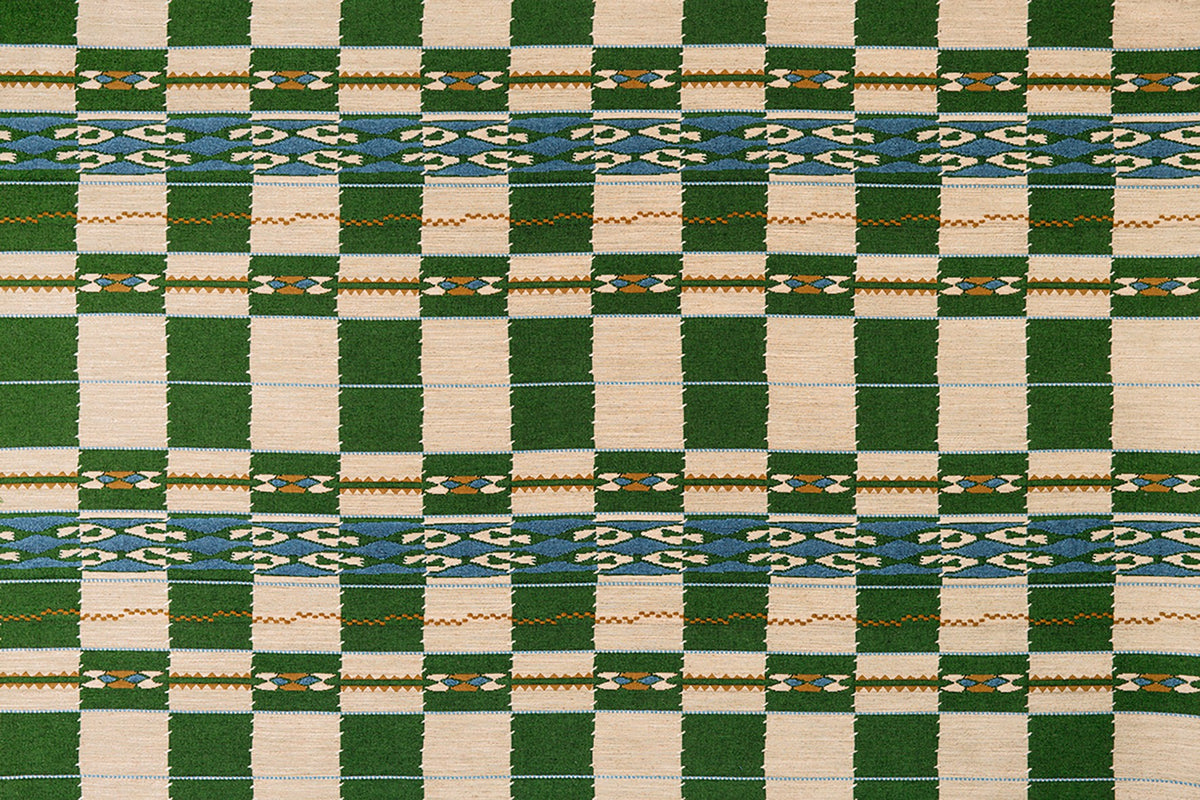 Chubby Check Green fabric by Christopher Farr Cloth