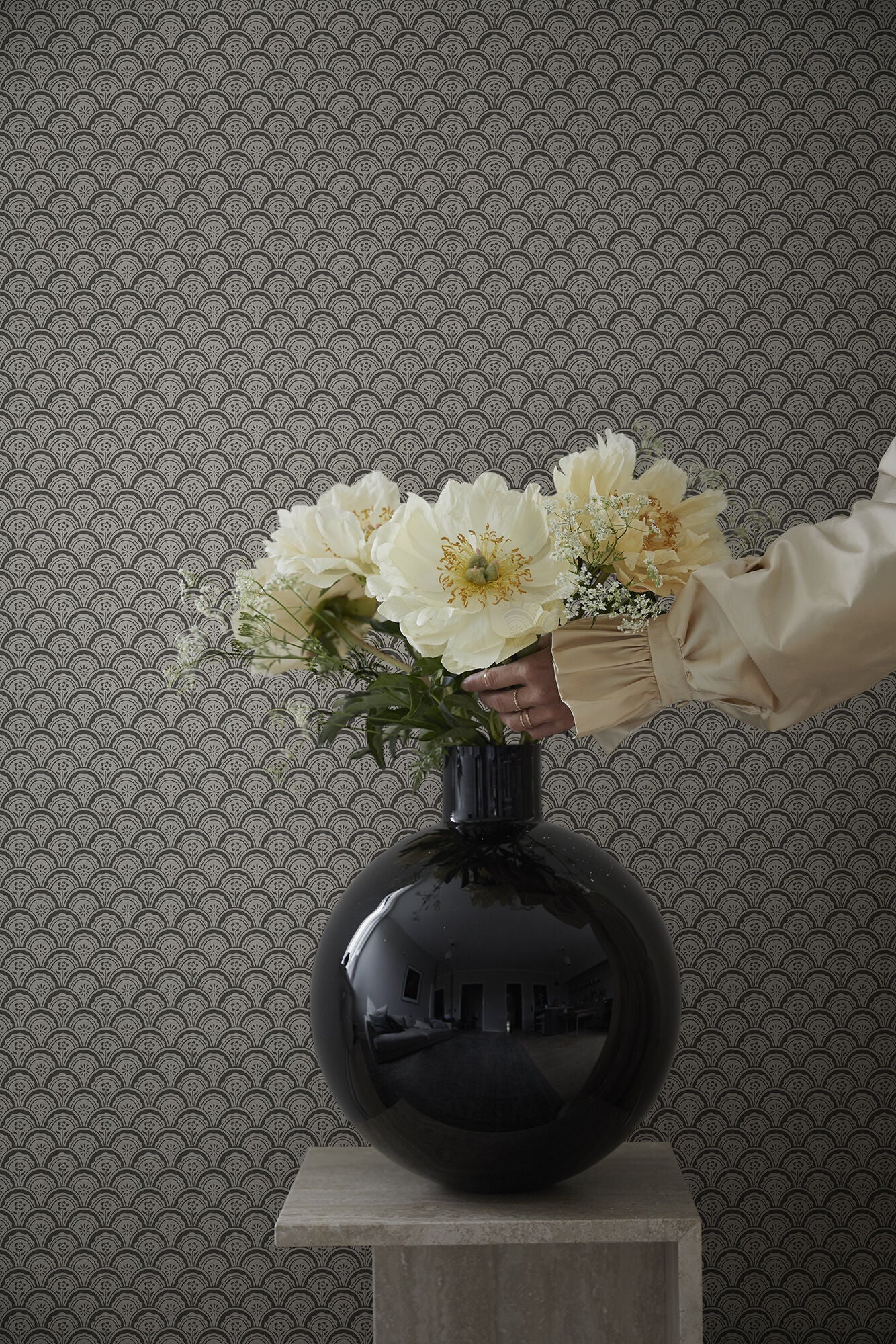 S10234 Graphite Beata Le Village Wallpaper by Sandberg