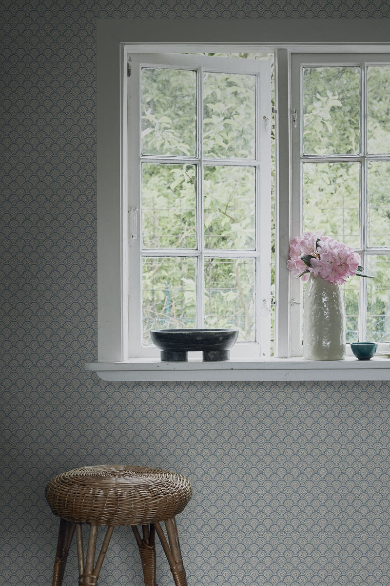 S10235 Misty Blue Beata Le Village Wallpaper by Sandberg