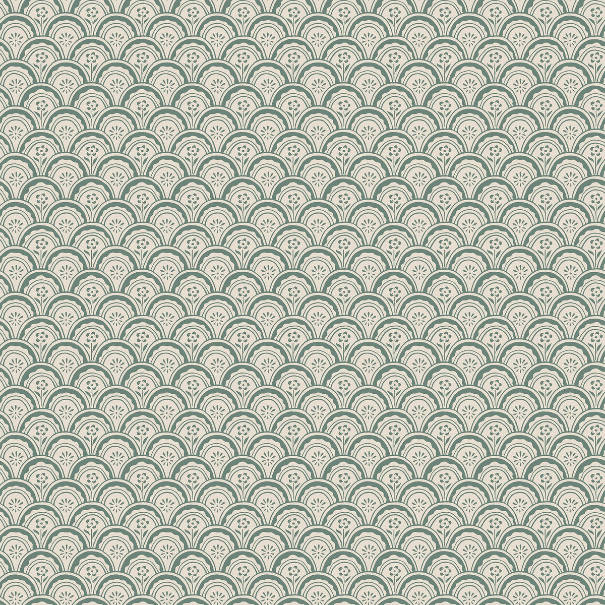Moss Green Beata Le Village Wallpaper by Sandberg