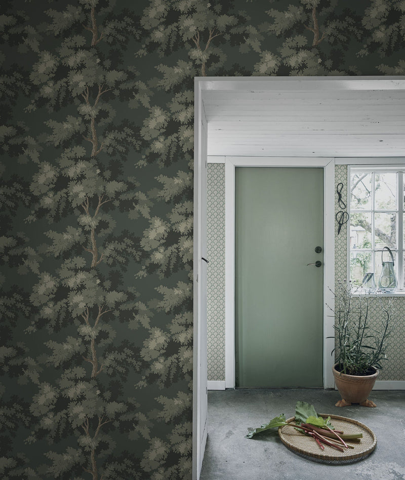 S10238 Moss Green Raphael Le Village Wallpaper by Sandberg