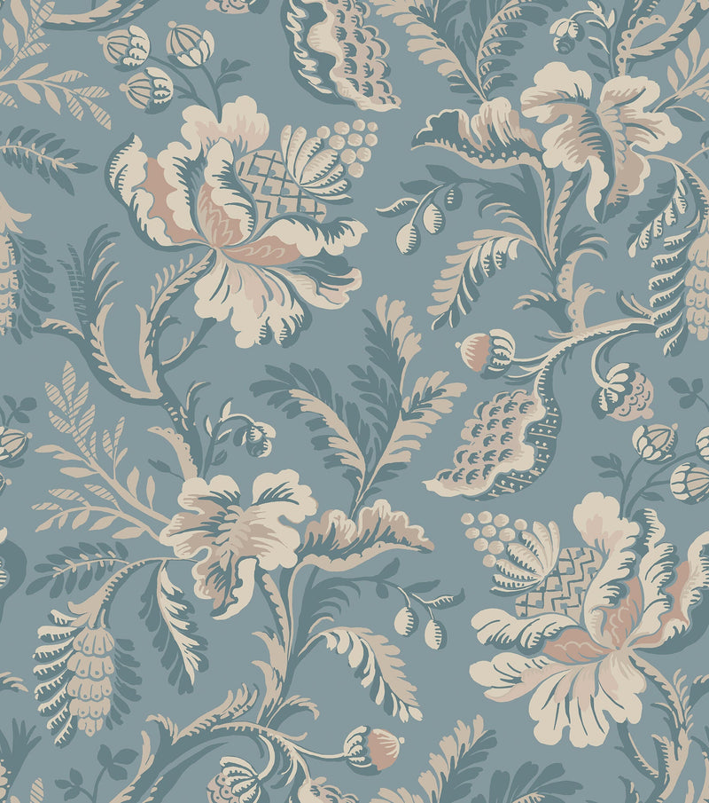 S10239 Misty Blue Daphne Le Village Wallpaper by Sandberg