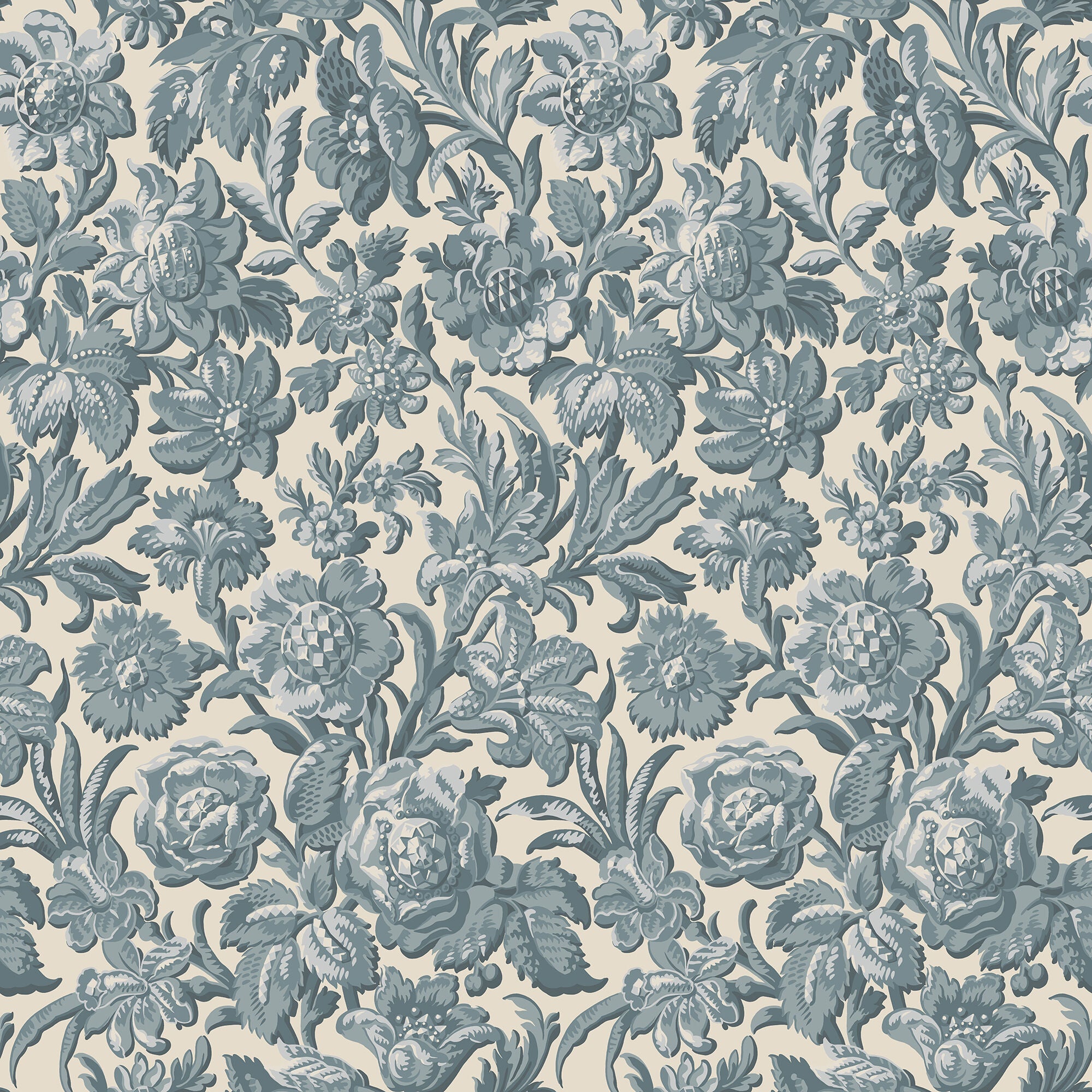 S10246 Misty Blue Valentin Le Village Wallpaper by Sandberg
