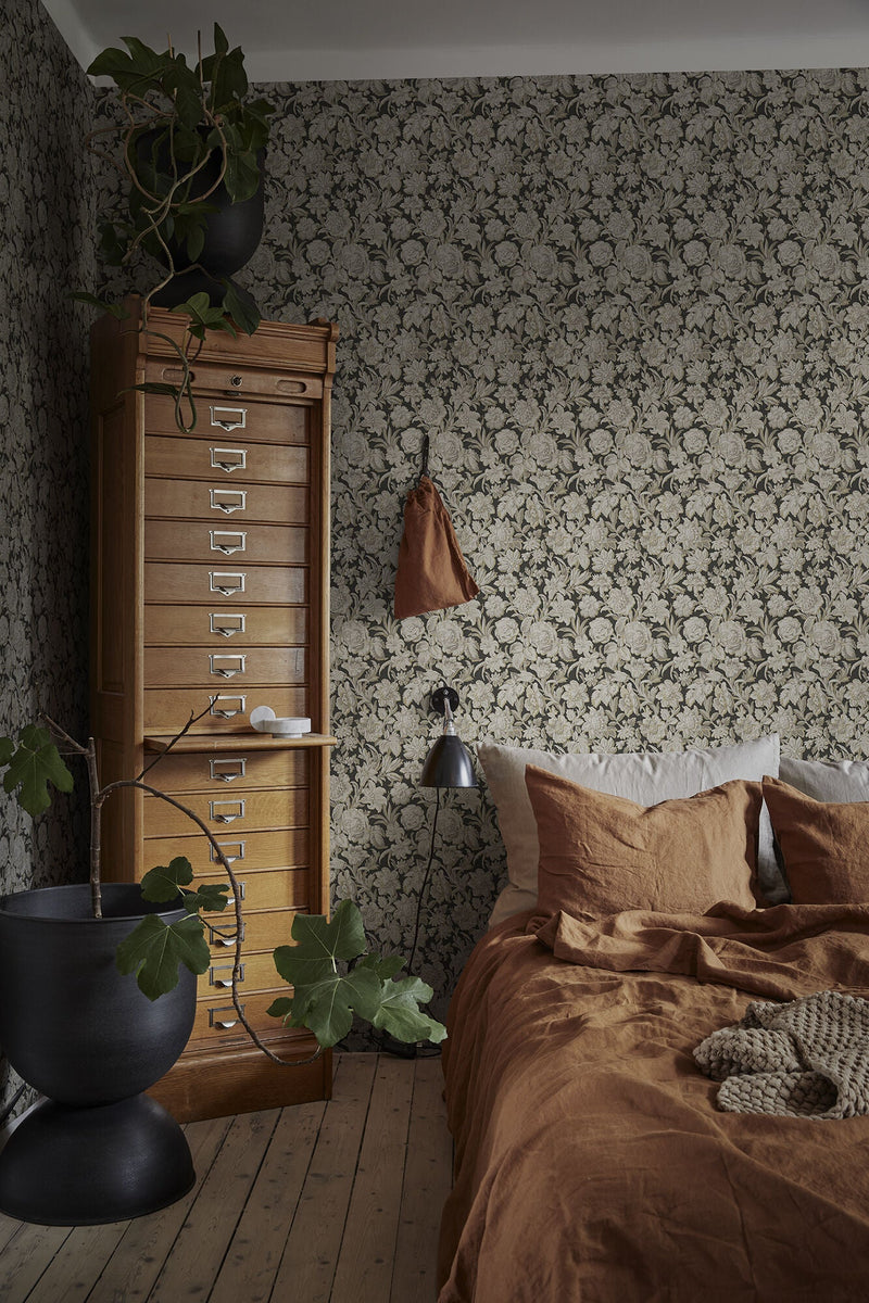 S10247 Charcoal Valentin Le Village Wallpaper by Sandberg