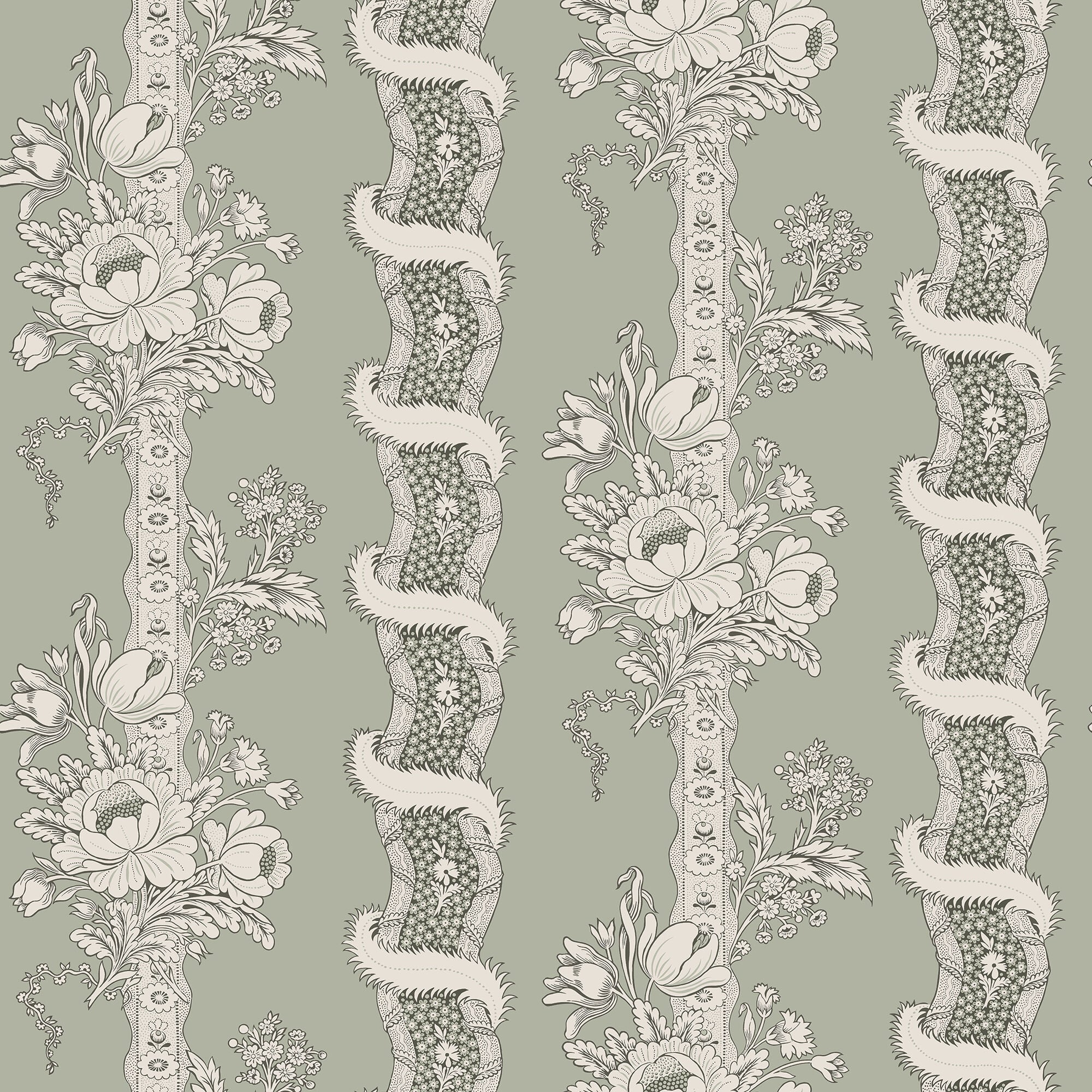 S10249 Sage Green Alexandra Le Village Wallpaper by Sandberg