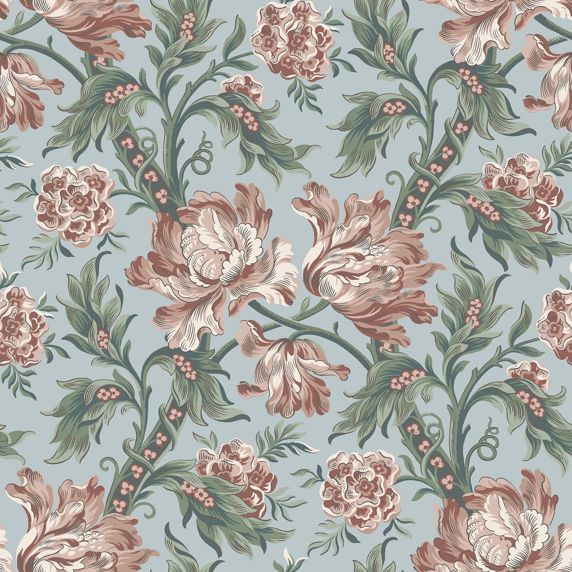 S10251 Sky Blue Amelia Le Village Wallpaper by Sandberg