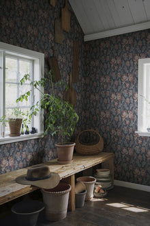 S10253 Indigo Blue Amelia Le Village Wallpaper by Sandberg