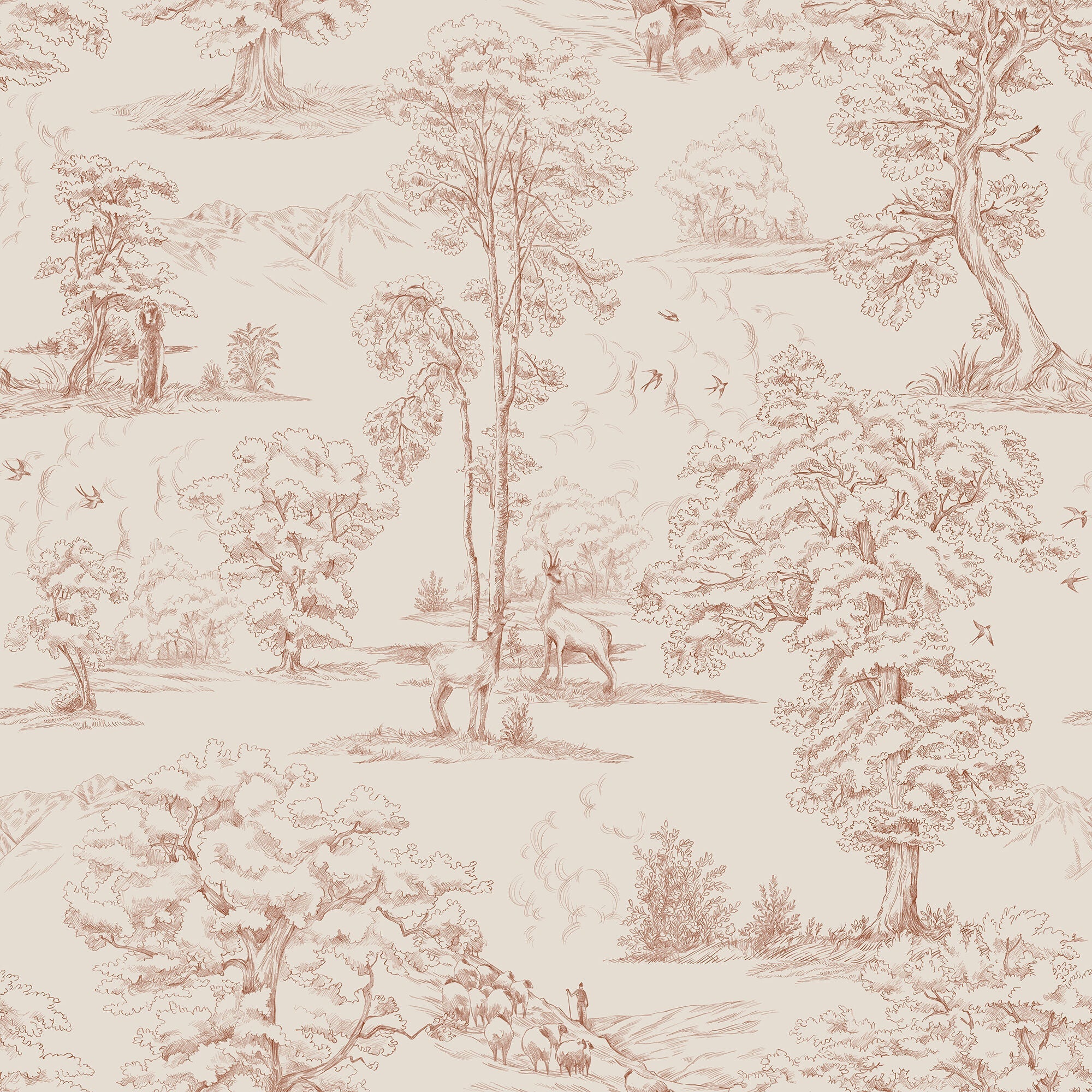 S10255 Terracotta Montfort Le Village Wallpaper by Sandberg
