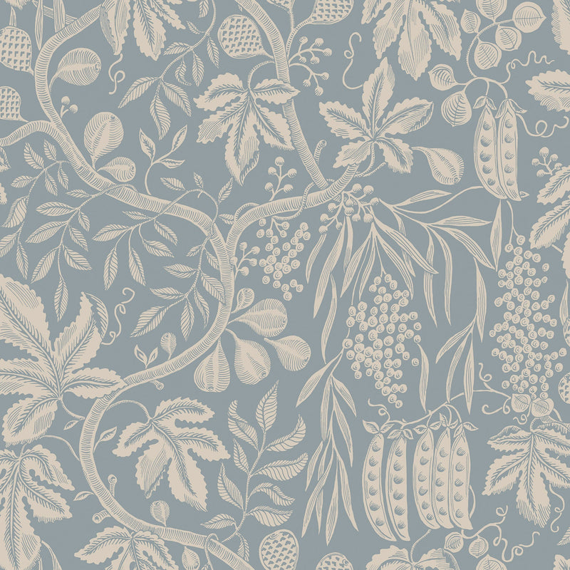 S10260 Misty Blue Fig Garden Le Village Wallpaper by Sandberg