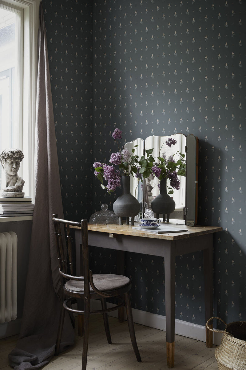 S10269 Indigo Blue Mimi Le Village Wallpaper by Sandberg