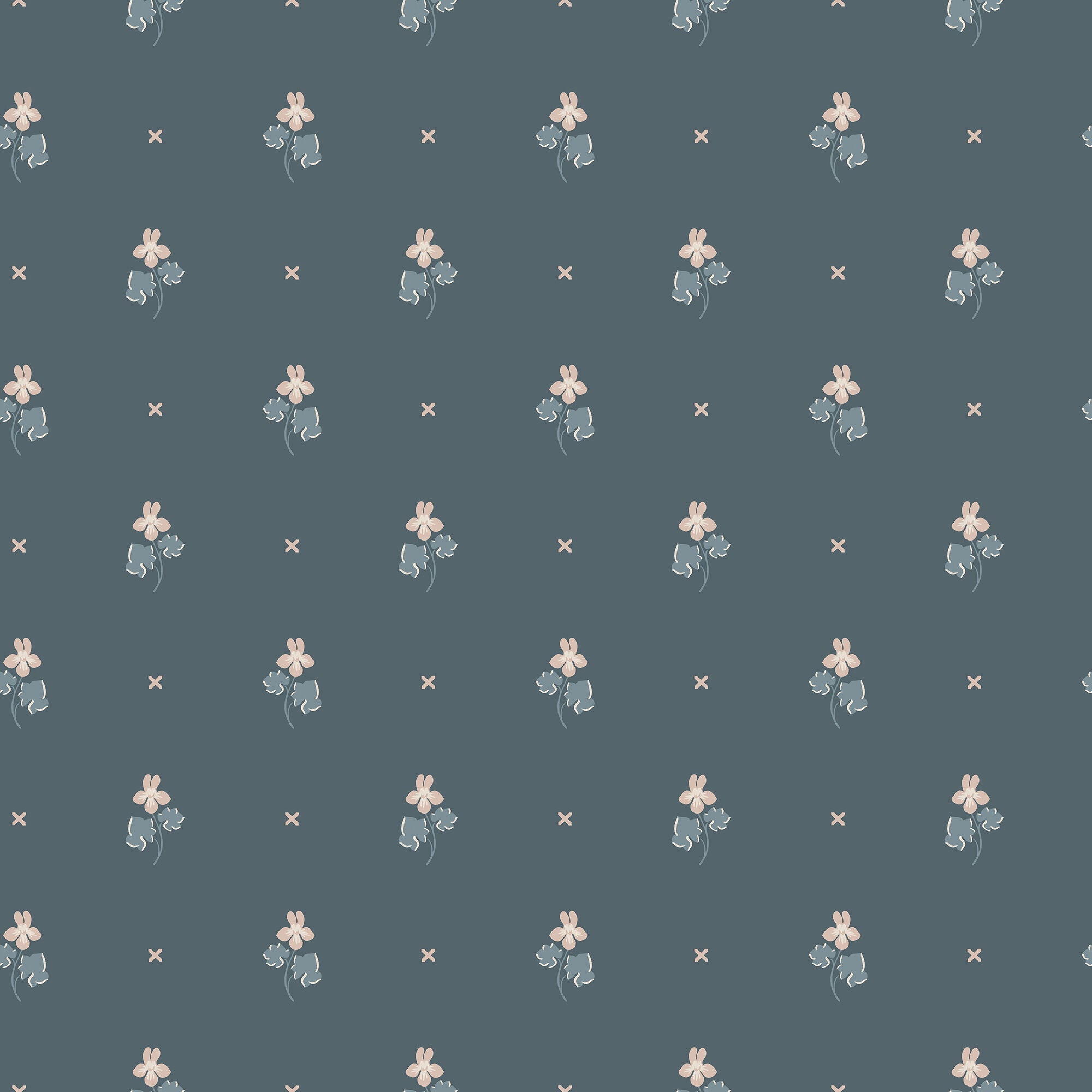 S10269 Indigo Blue Mimi Le Village Wallpaper by Sandberg