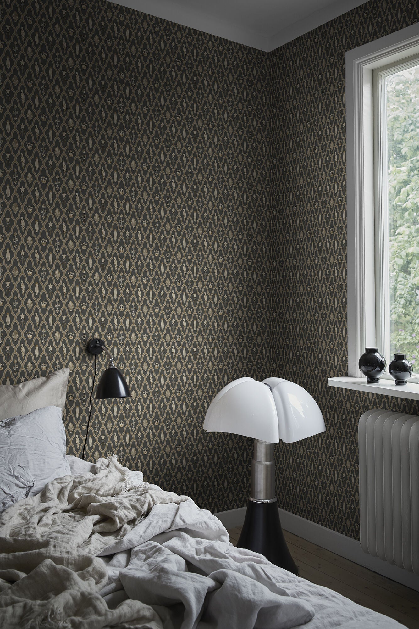 S10270 Charcoal Turtledove Barn Le Village Wallpaper by Sandberg