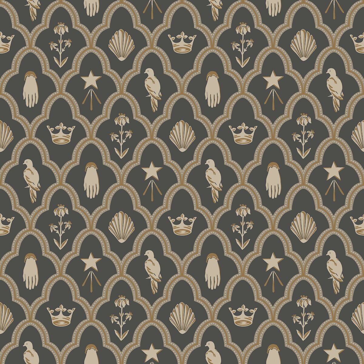 S10270 Charcoal Turtledove Barn Le Village Wallpaper by Sandberg