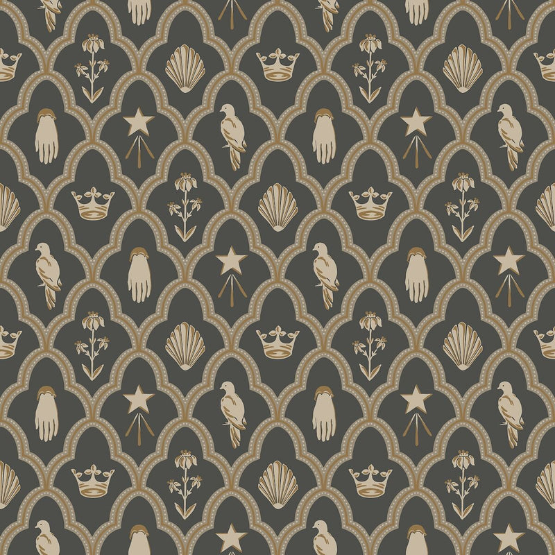 S10270 Charcoal Turtledove Barn Le Village Wallpaper by Sandberg