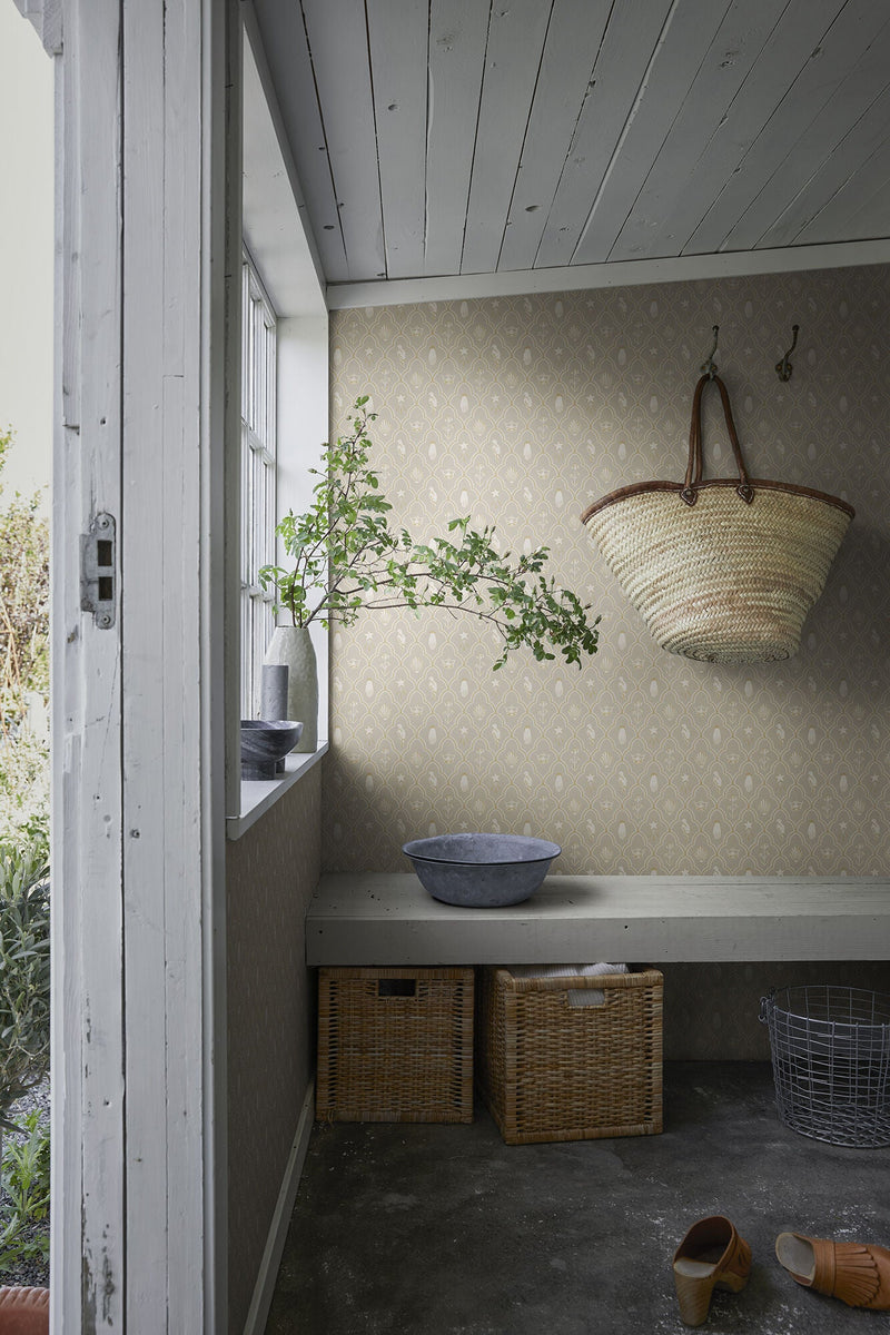 S10271 Gray Turtledove Barn Le Village Wallpaper by Sandberg