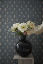 S10272 Indigo Blue Turtledove Barn Le Village Wallpaper by Sandberg