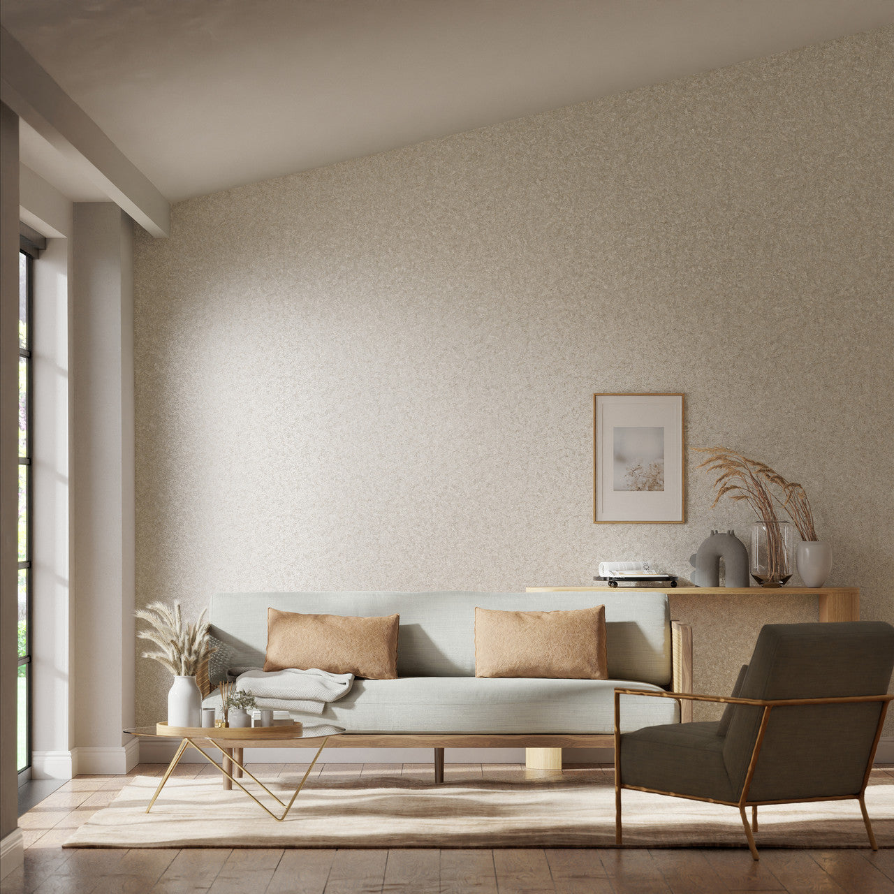 110763 Coral Colour 3 Parchment Wallpaper by Harlequin