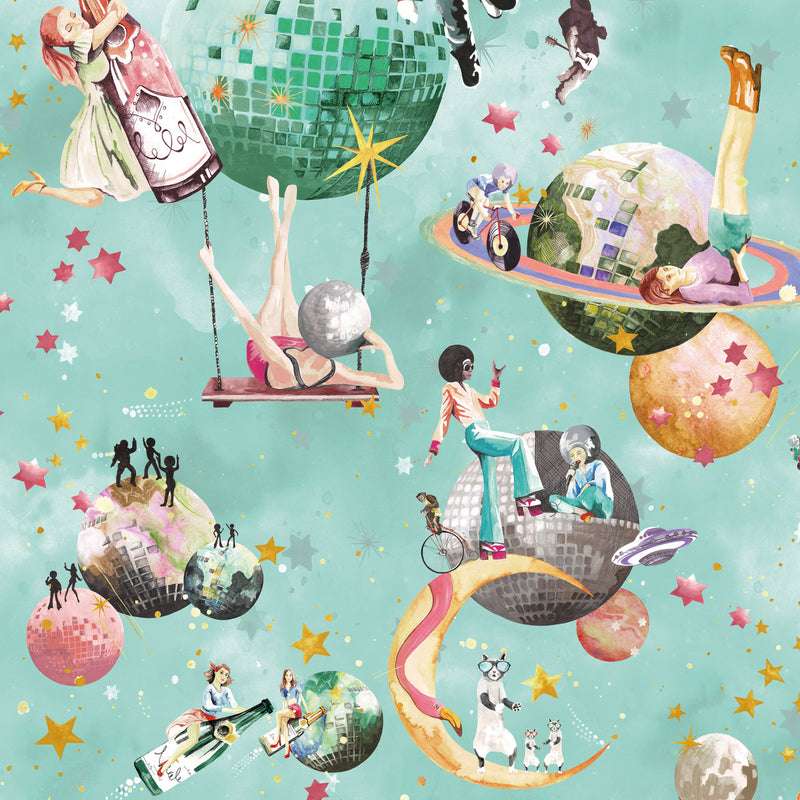 BMGI006/02A Cosmic Groove Aquamarine Wallpaper by Brand McKenzie