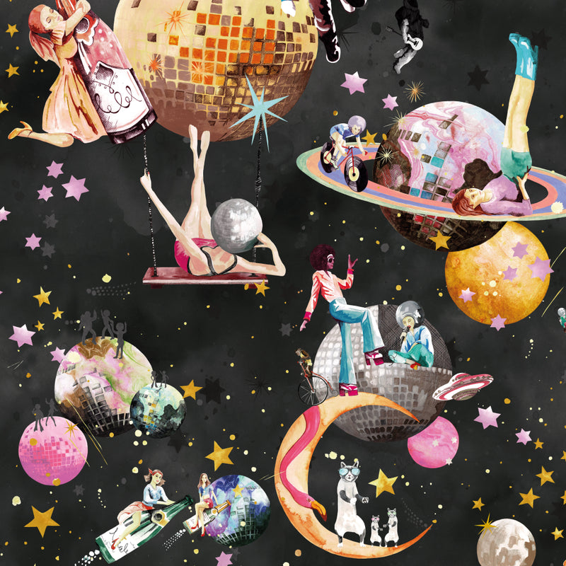 BMGI006/02C Cosmic Groove Charcoal Wallpaper by Brand McKenzie