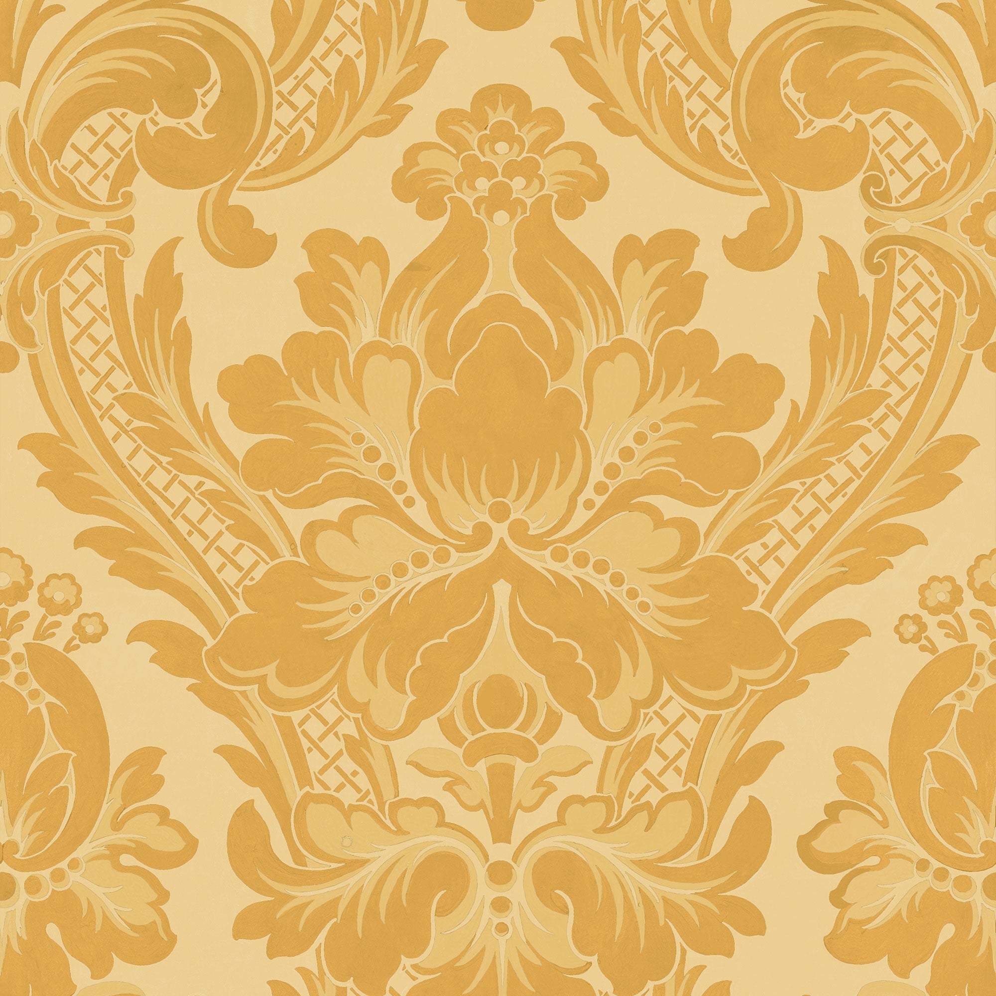 Venetian Damask Mustard Damaskus Wallpaper by Coordonné