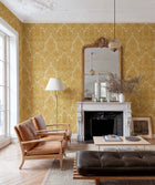 Venetian Damask Mustard Damaskus Wallpaper by Coordonné