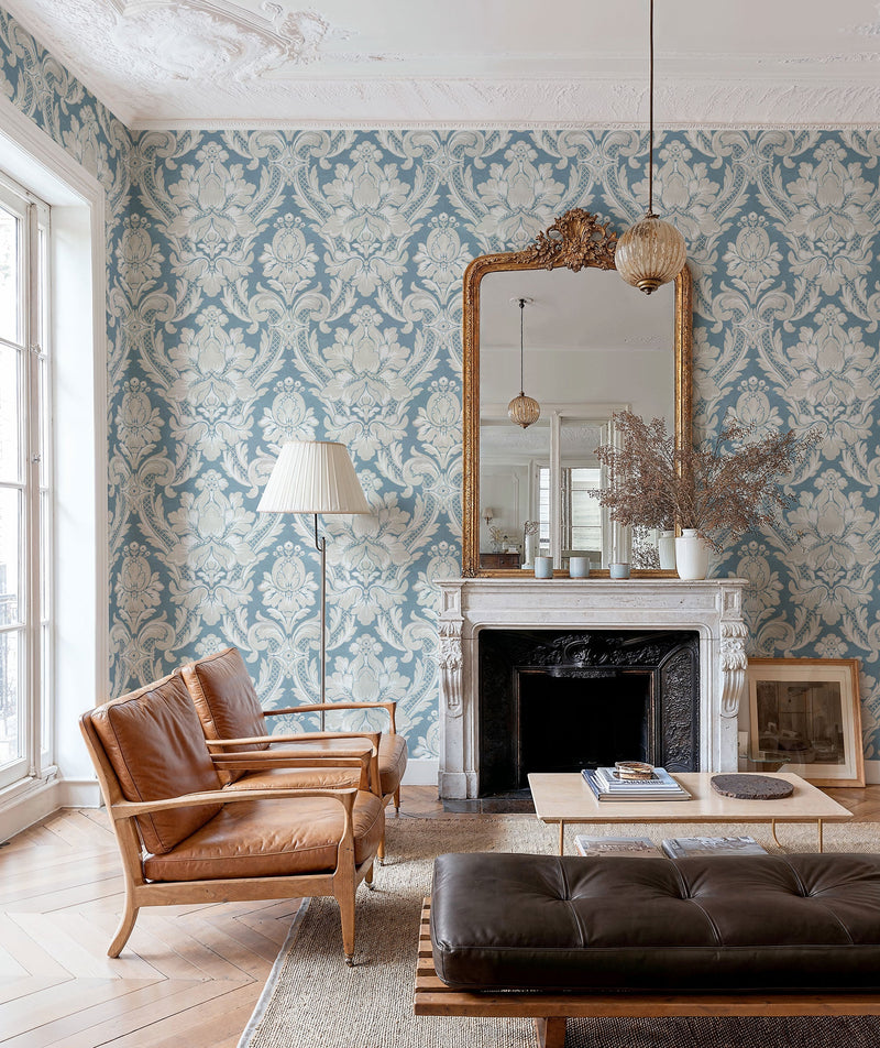 Venetian Damask Sapphire Damaskus Wallpaper by Coordonné